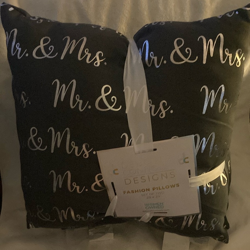 Mr. & Mrs. Black Decorative Pillows